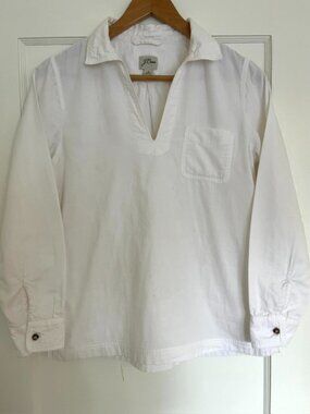 J. Crew Cotton Collared Popover Shirt in White | Size Small